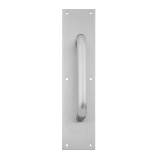 Ives Pull Plate, 8-in CTC, 1-in Diameter, 1-1/2-in Clearance, 3-1/2-in x 15-in, Satin Stainless Steel 8303-8 US32D 3.5X15